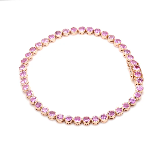 Pink Sapphire Bezel Set Bracelet