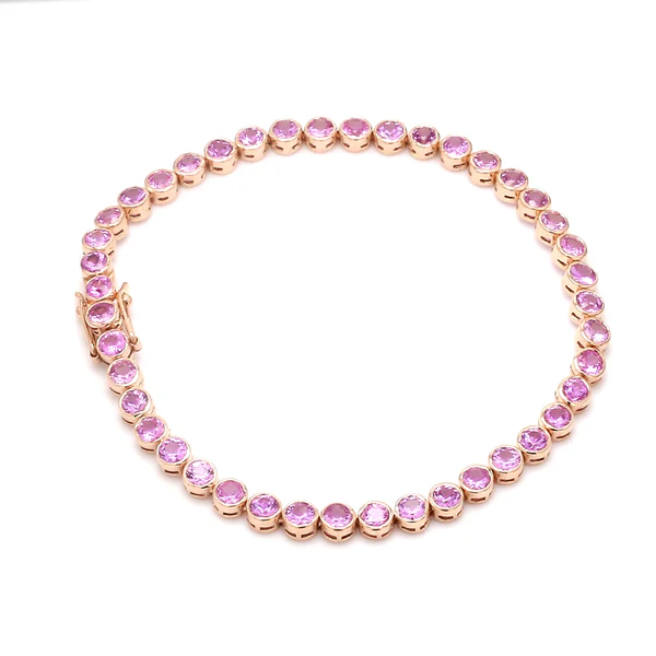 Pink Sapphire Bezel Set Bracelet