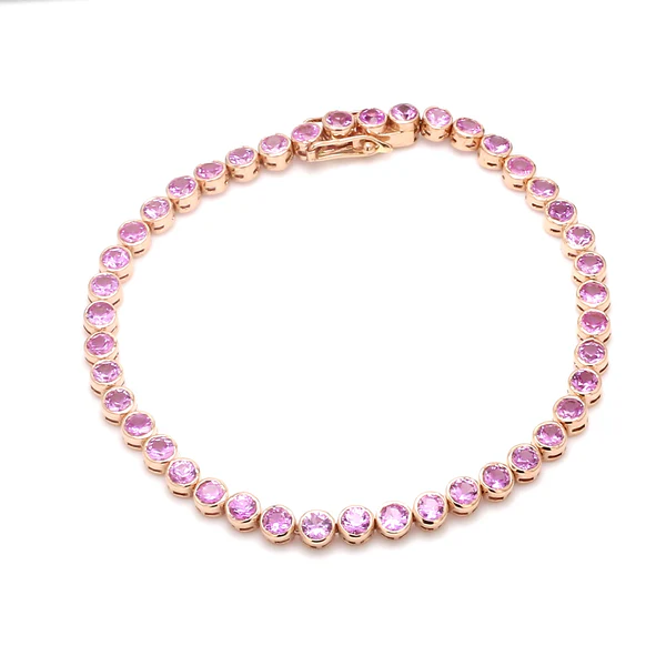 Pink Sapphire Bezel Set Bracelet