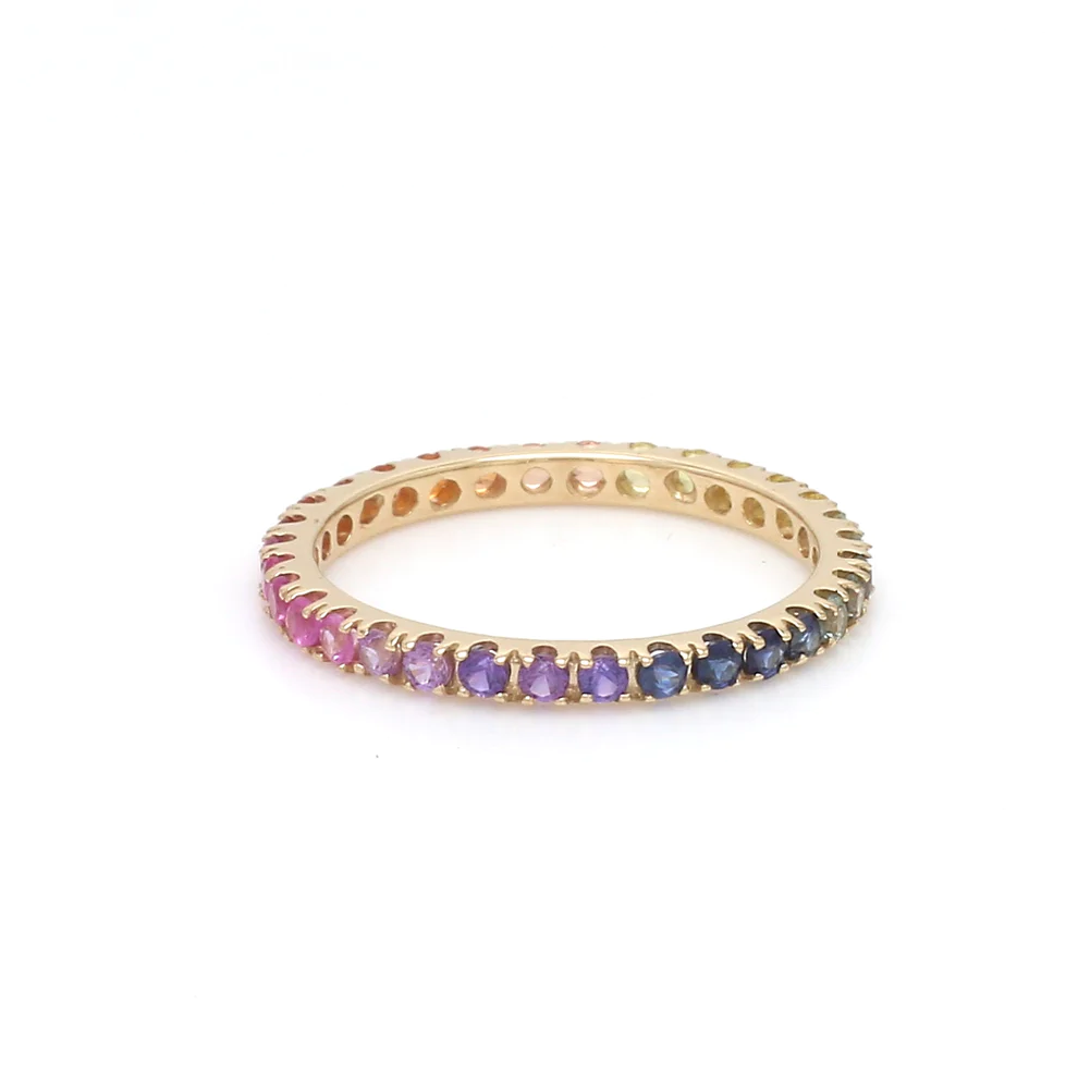 Rainbow Sapphire Thin Eternity Ring