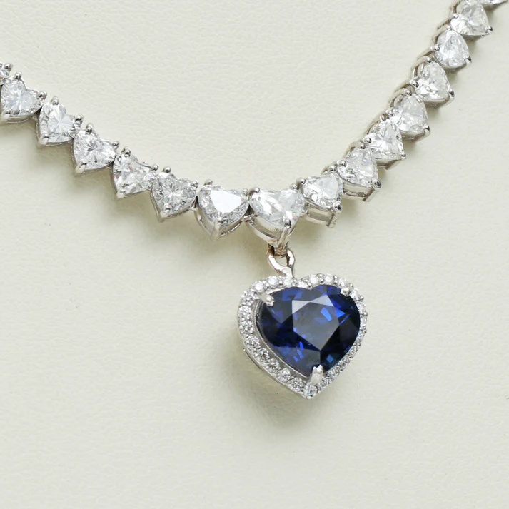 Blue Sapphire Heart Necklace