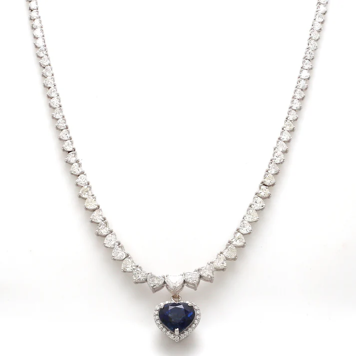 Blue Sapphire Heart Necklace