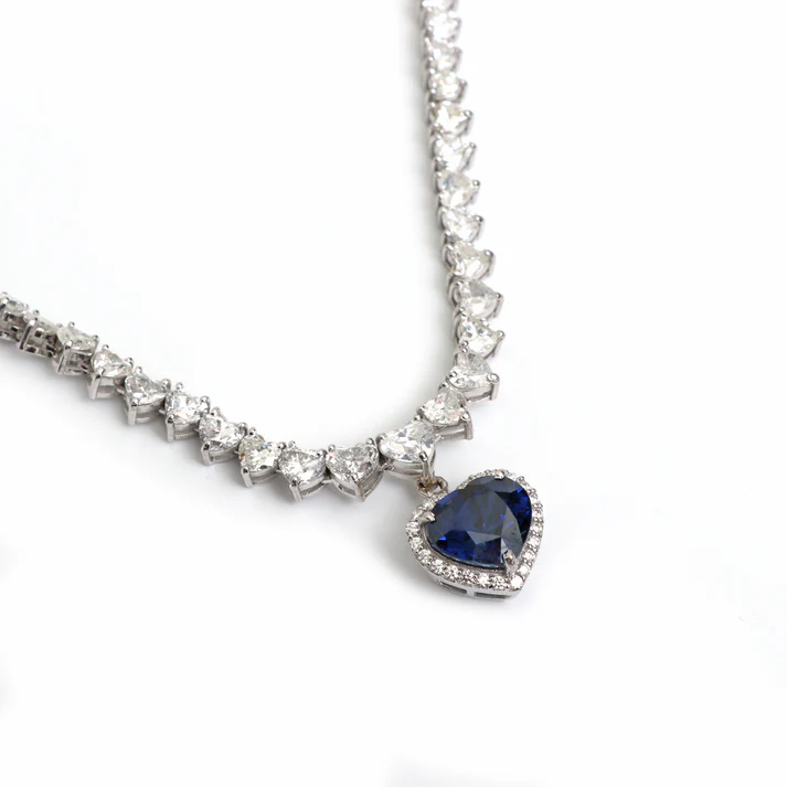 Blue Sapphire Heart Necklace