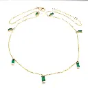 Emerald Bar Set Baguette Shape Chain Necklace