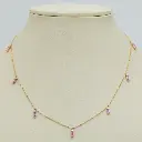 Pink Sapphire Bar Baguette Charm Necklace