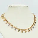 Rainbow Sapphire Bezel Heart Link Chain Necklace