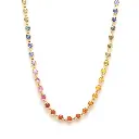 Rainbow Sapphire Bezel Link Necklace