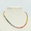 Rainbow Sapphire Big Pear Tennis Necklace