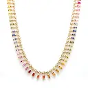 Rainbow Sapphire Dot & Dash Necklace