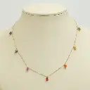 Rainbow Sapphire Emerald Cut Chain Necklace