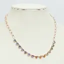 Rainbow Sapphire Heart Paperclip Necklace