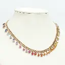 Rainbow Sapphire Mix Shape Link Chain Necklace