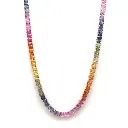 Rainbow Sapphire Oval Tennis Necklace