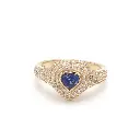 Blue Sapphire Heart Pinky Ring