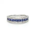 Blue Sapphire Princess Diamond Half Eternity Ring