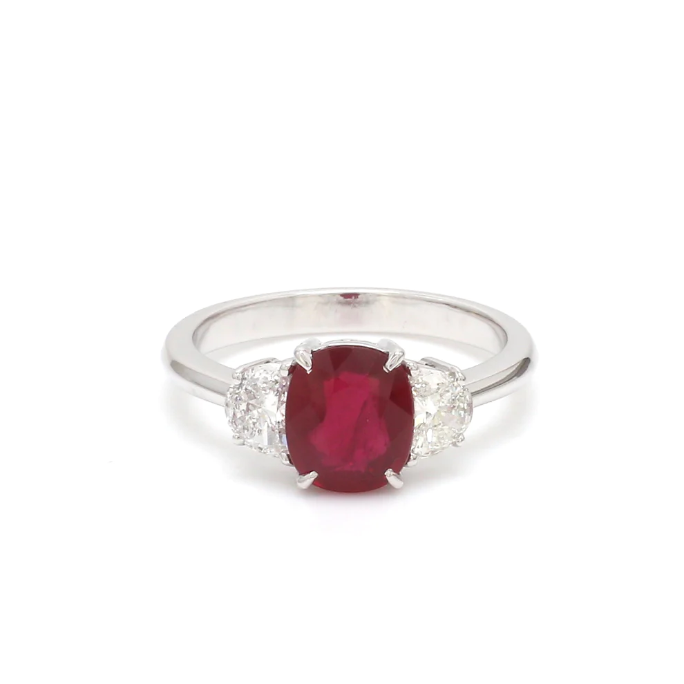 Ruby Half Moon Diamond Ring