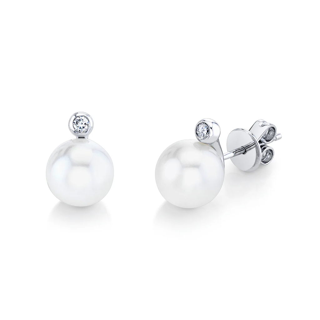 Pearl & Diamond Orb Studs Earrings