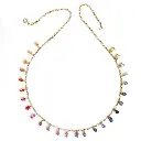 Rainbow Sapphire Mix Shape Linked Chain Necklace