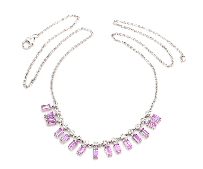 Pink Sapphire Dot & Dash Half Necklace