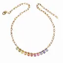 Rainbow Sapphire Pear Prong Link Chain Necklace