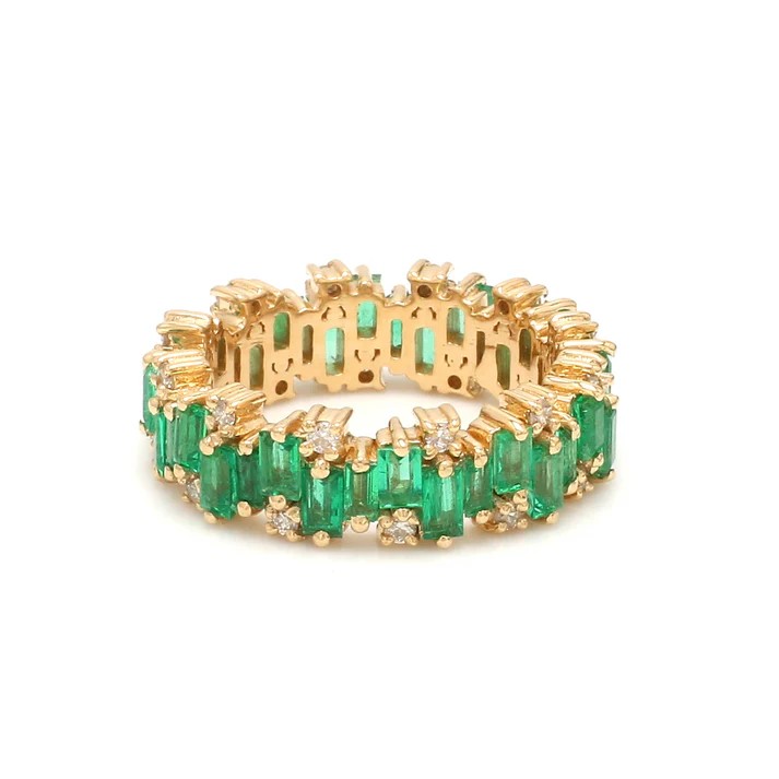 Emerald & Diamond Zig Zag Ring