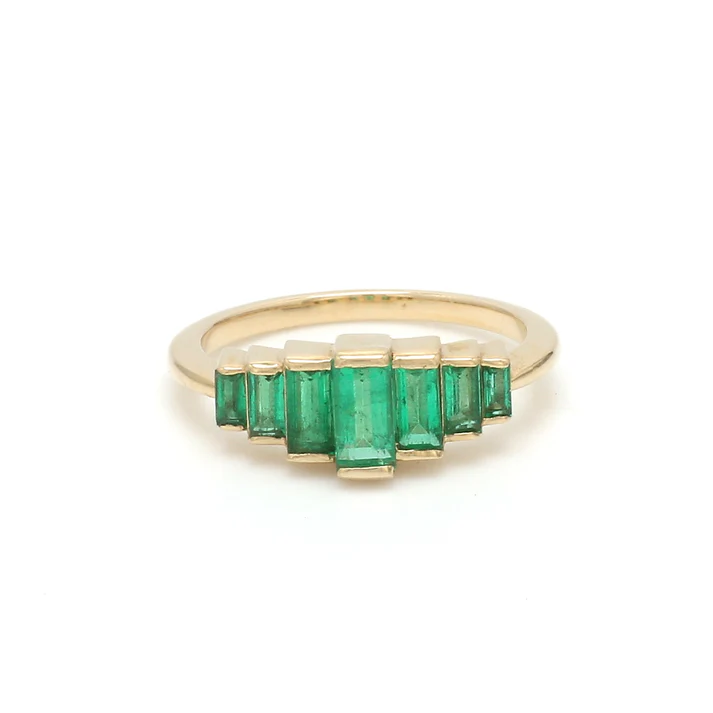 Emerald Graduating Baguette Ring