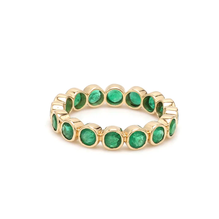 Emerald Round Bezel Ring