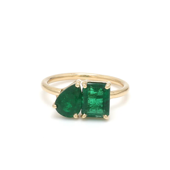 Emerald Two Stone Ring