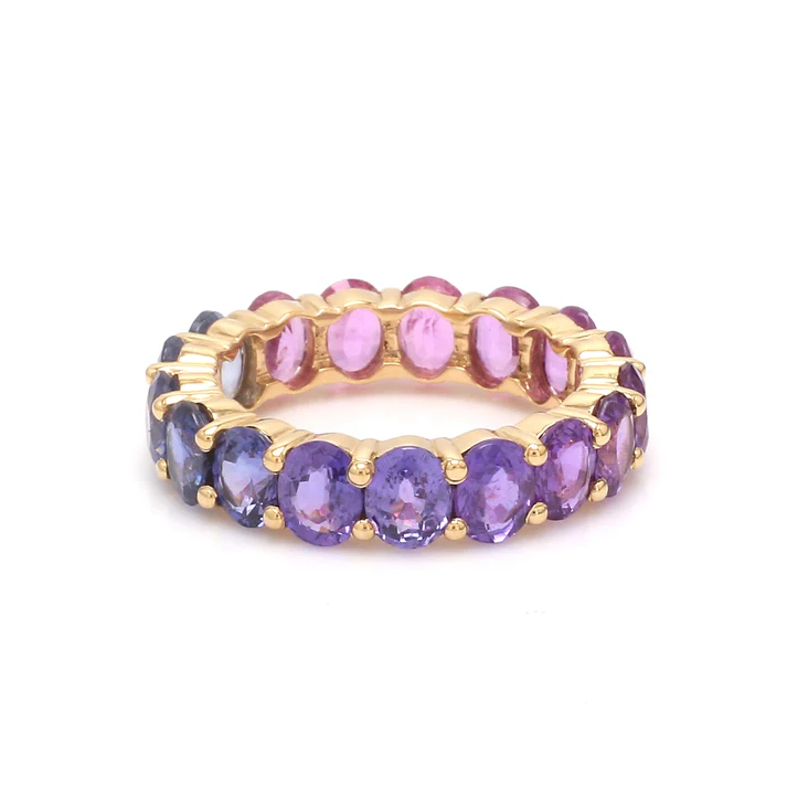 Pink Purple Blue Ombre Sapphire Ring