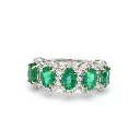 Emerald & Diamond Oval Five Stone Ring