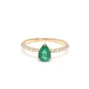 Emerald Pear Solitaire & Diamond Ring