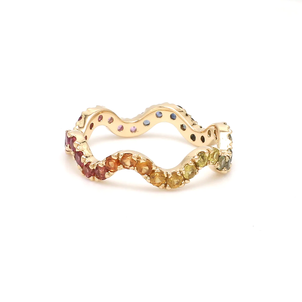 Rainbow Sapphire Wave Ring