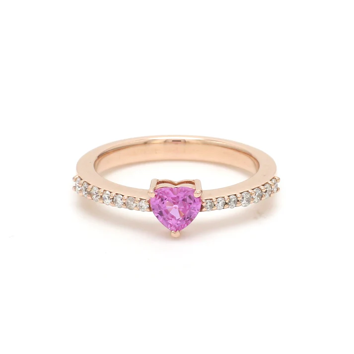 Pink Sapphire Heart Solitaire Ring