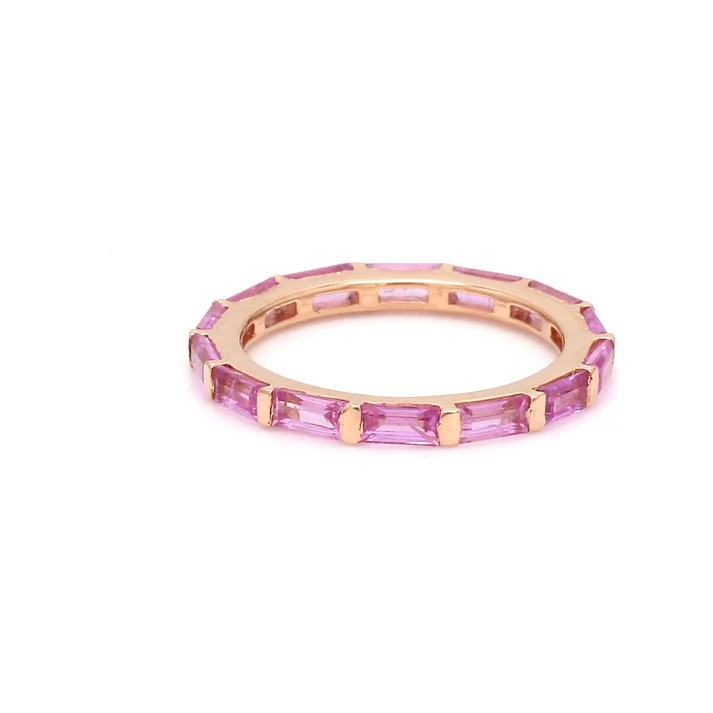 Pink Sapphire Horizontal Baguette Ring