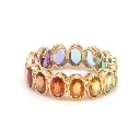 Rainbow Gemstone Bezel Oval Ring