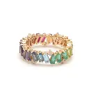 Rainbow Gemstone & Diamond Zig Zag Ring