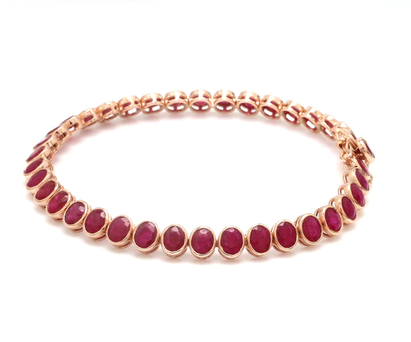 Ruby Oval Bezel Tennis Bracelet