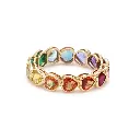 Rainbow Gemstone Heart Bezel East West Ring