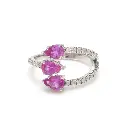 Pink Sapphire & Diamond Three Pear Ring