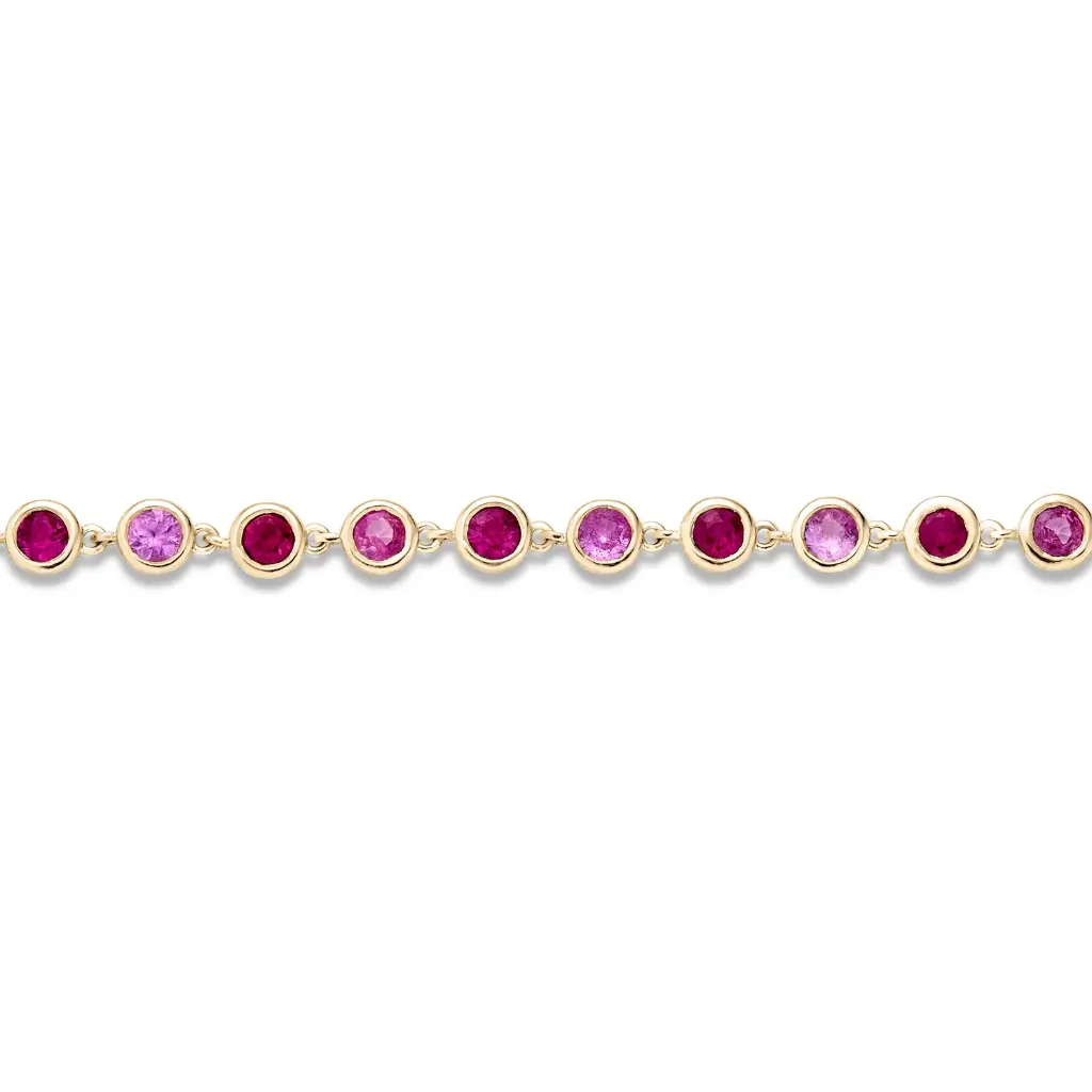 Ruby & Pink Sapphire Bubble Link Bracelet