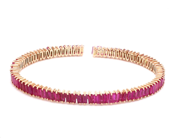 Ruby Baguette Cuff Bracelet