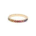 Rainbow Sapphire Round Half Eternity Ring