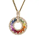 Rainbow Sapphire Round Disc Pendant