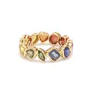 Rainbow Sapphire Mix Shape Bezel Eternity Band Infinity Ring