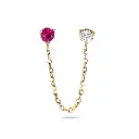 Ruby & Diamond Link Chain Earring (One Piece)