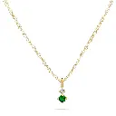 Tiny Emerald & Diamond Green Goddess Necklace