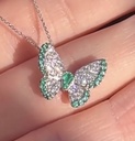 Emerald & Diamond Butterfly Pendant