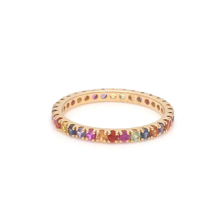 Rainbow Sapphire Random Thin Ring