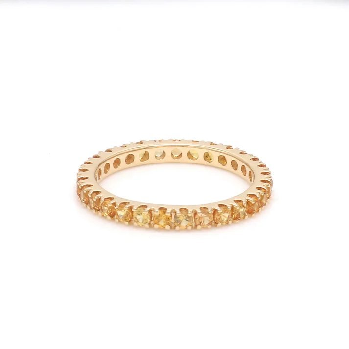 Yellow Sapphire Round Thin Band Ring 