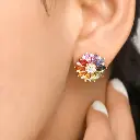 Rainbow Sapphire Marquise & Diamond Studs